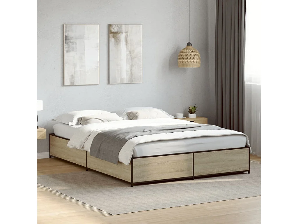 Cadre de lit sans matelas chêne sonoma 120x200 cm