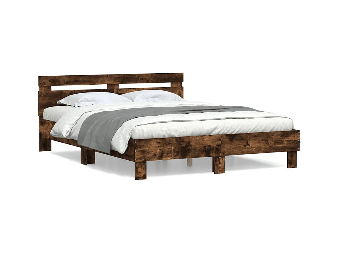 Cadre de lit sans matelas chêne fumé 140x200 cm