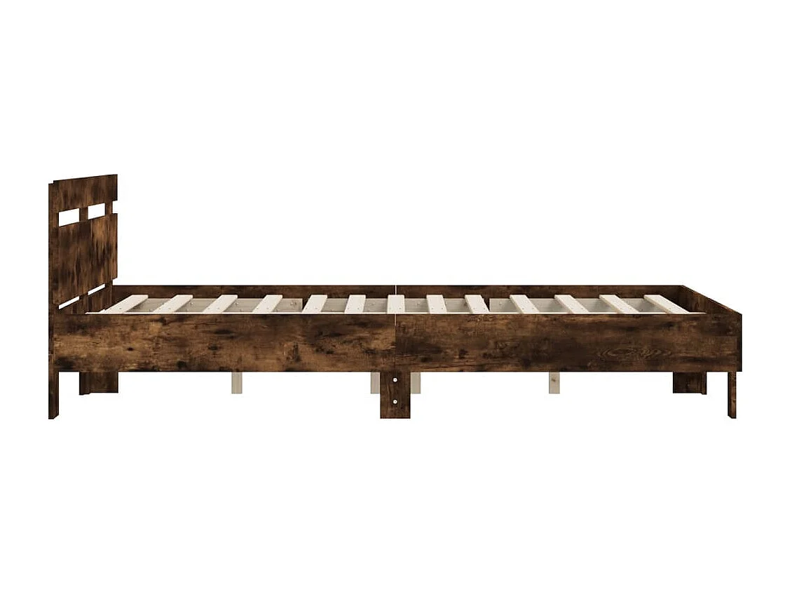 Cama con cabecero madera de ingeniería roble ahumado 140x200 cm