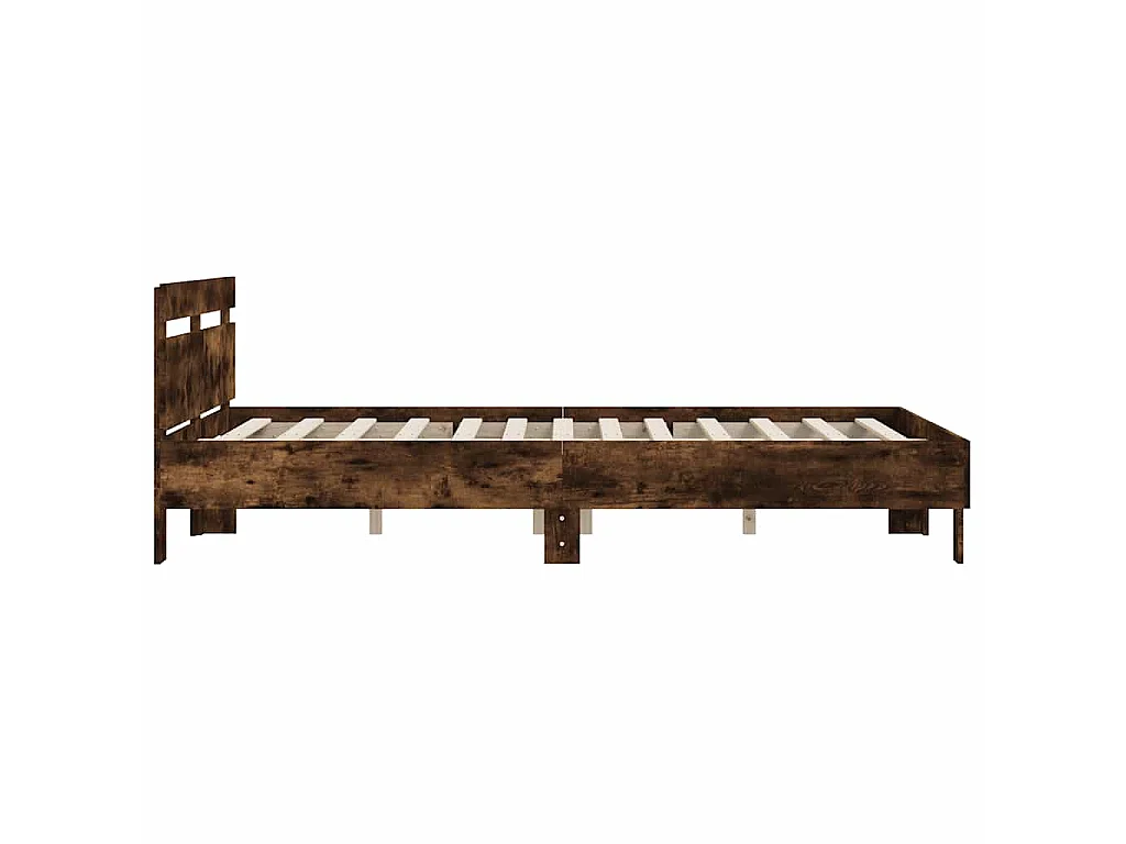 Bedframe met hoofdeinde bewerkt hout gerookt eiken 140x200 cm