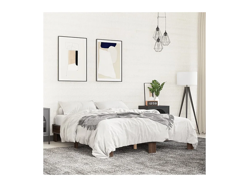 Cadre de lit sans matelas chêne marron 150x200 cm