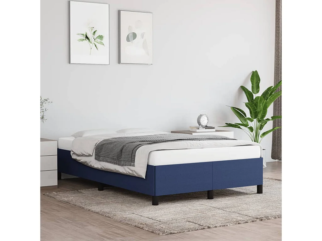 Cadre de lit sans matelas bleu 120x190 cm tissu