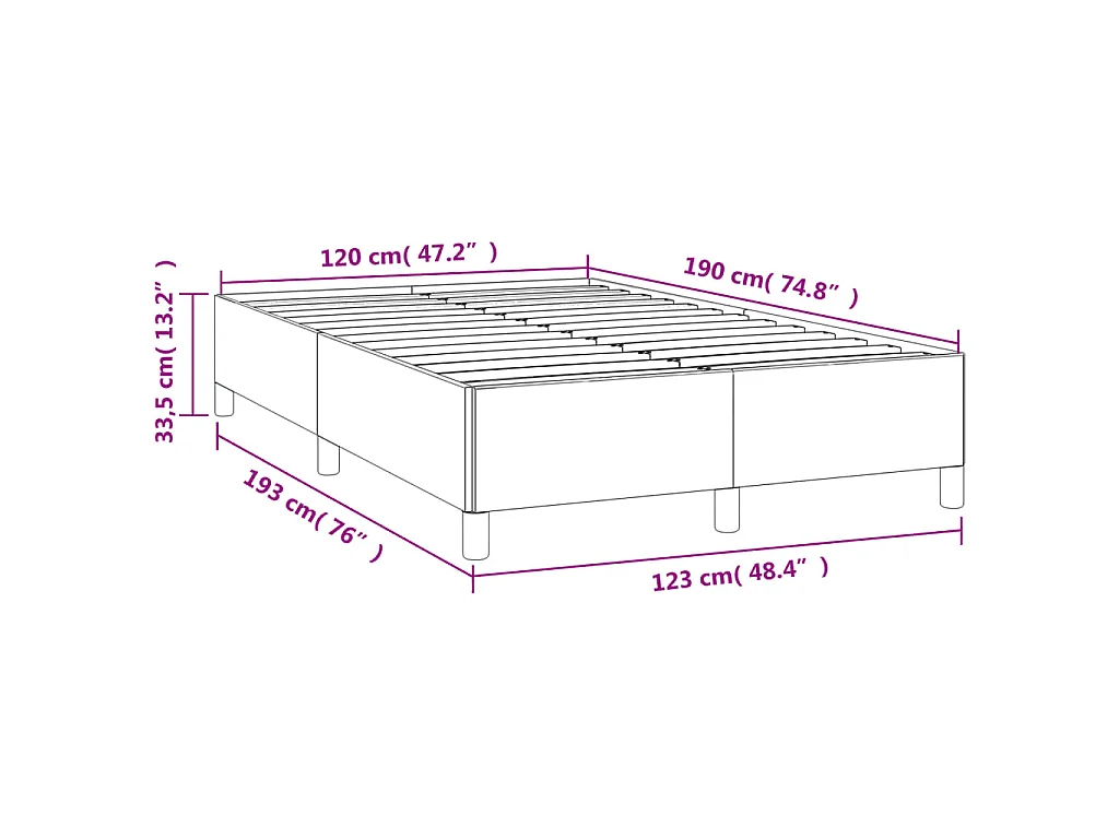 Cadre de lit sans matelas bleu 120x190 cm tissu