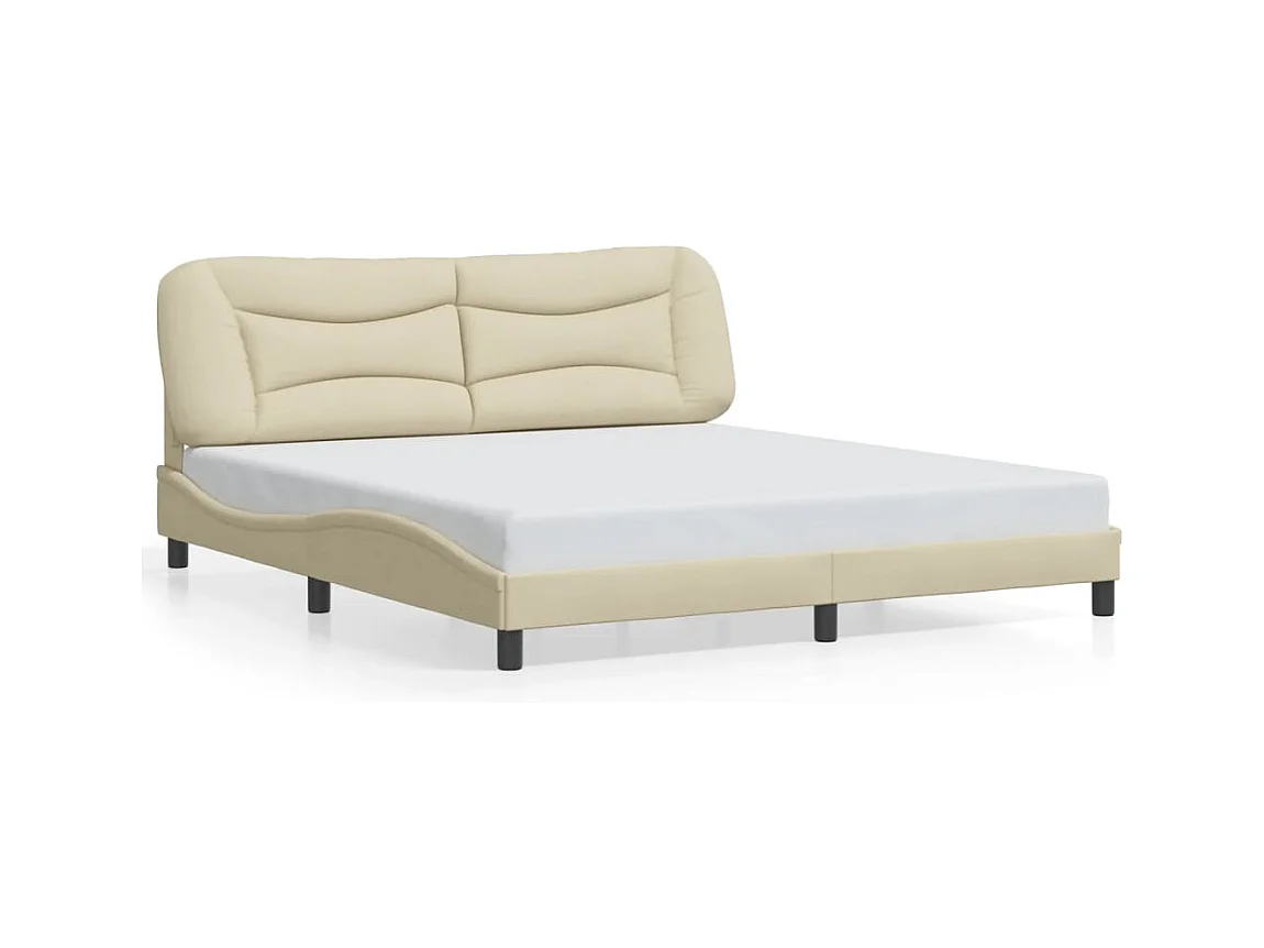 Cadre de lit avec LED sans matelas crème 180x200 cm tissu