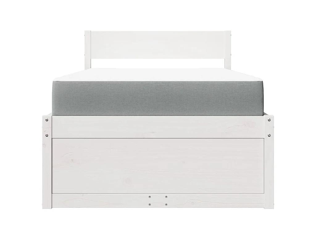 Letto Cassetti e Materasso Bianco 90x200 cm Legno Massello Pino