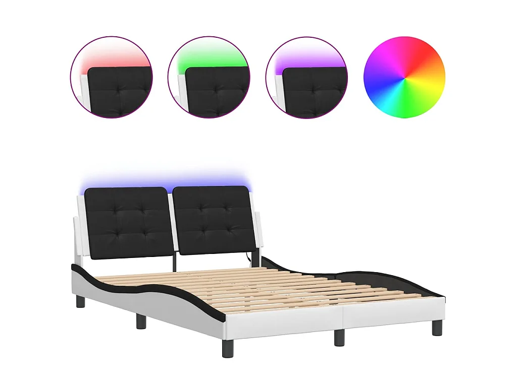 Bedframe met LED zonder matras "Zadar" wit en zwart 120x200 cm