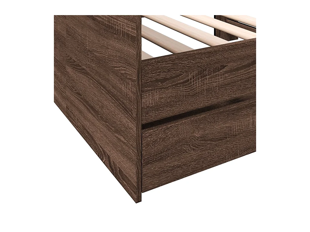 Lit de jour avec tiroirs sans matelas chêne marron 100x200 cm