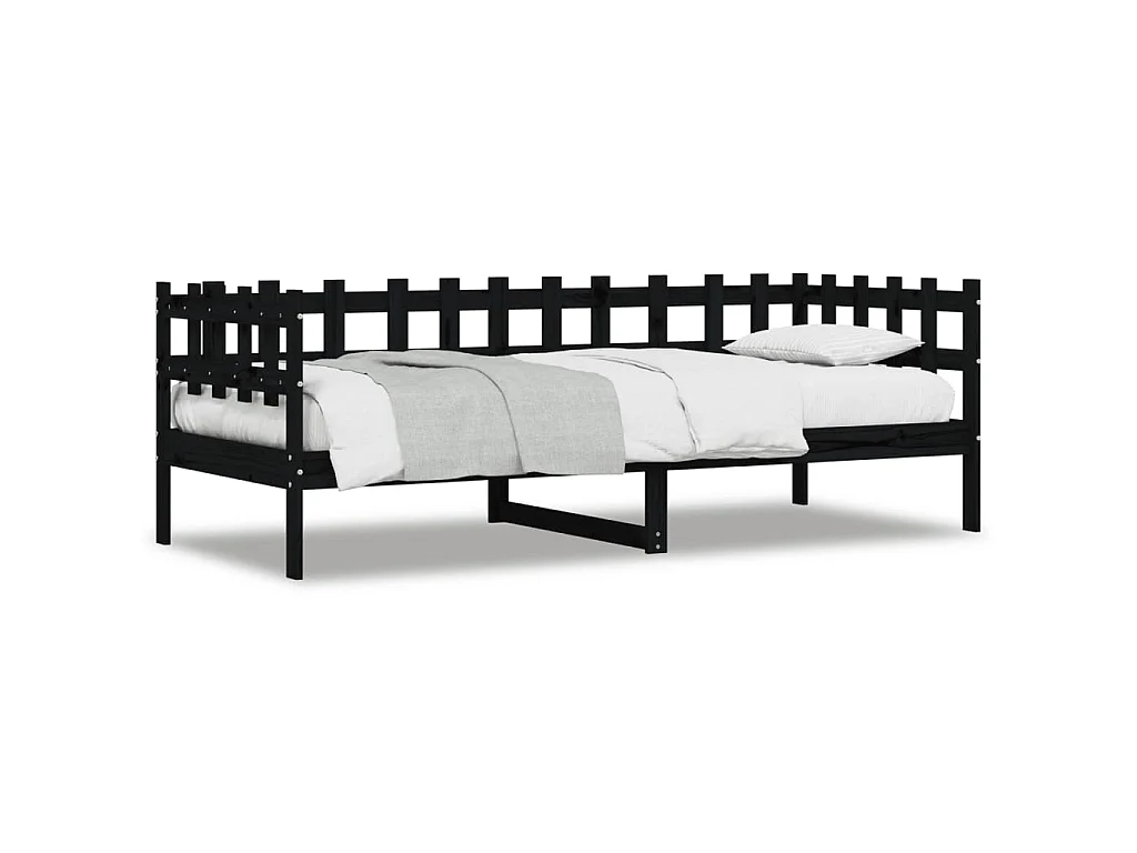 Lit de jour sans matelas noir 80x200 cm bois de pin massif