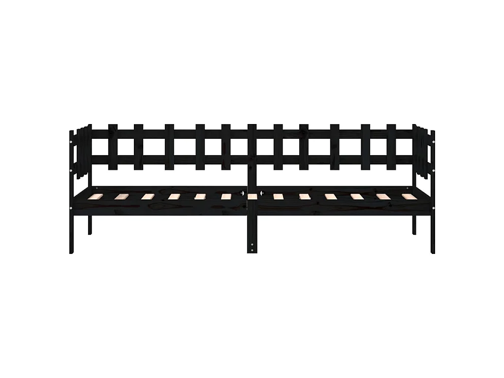 Lit de jour sans matelas noir 80x200 cm bois de pin massif