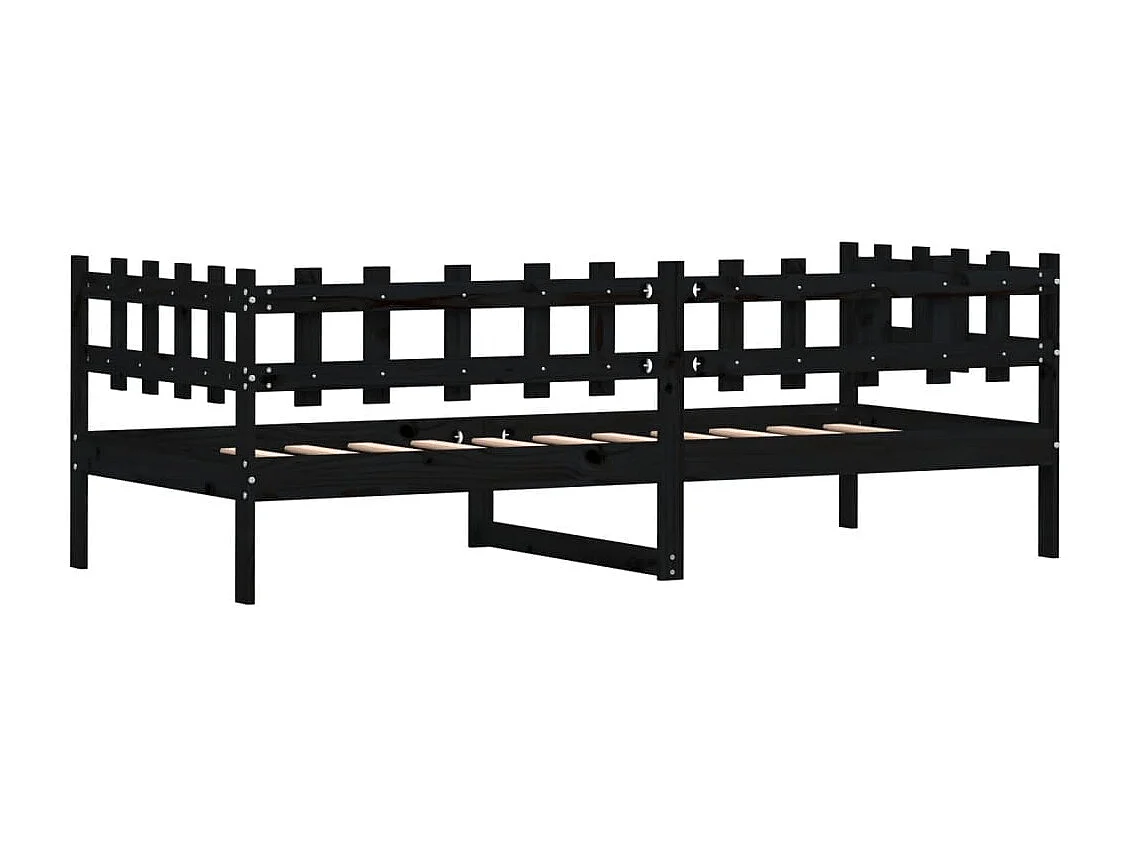 Lit de jour sans matelas noir 80x200 cm bois de pin massif