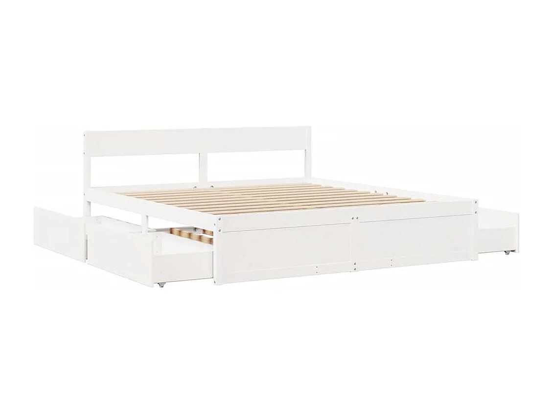 Cadre de lit sans matelas blanc 180x200 cm bois massif de pin