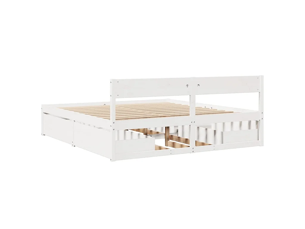 Bedframe zonder matras massief grenenhout wit 180x200 cm