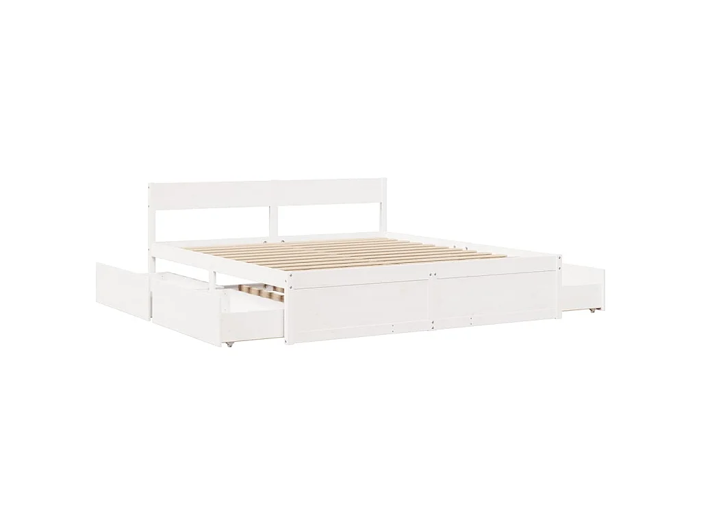 Bedframe zonder matras massief grenenhout wit 180x200 cm