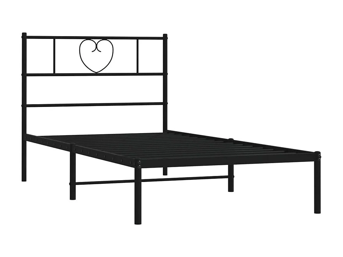 Cadre de lit métal sans matelas avec tête de lit noir 90x190 cm