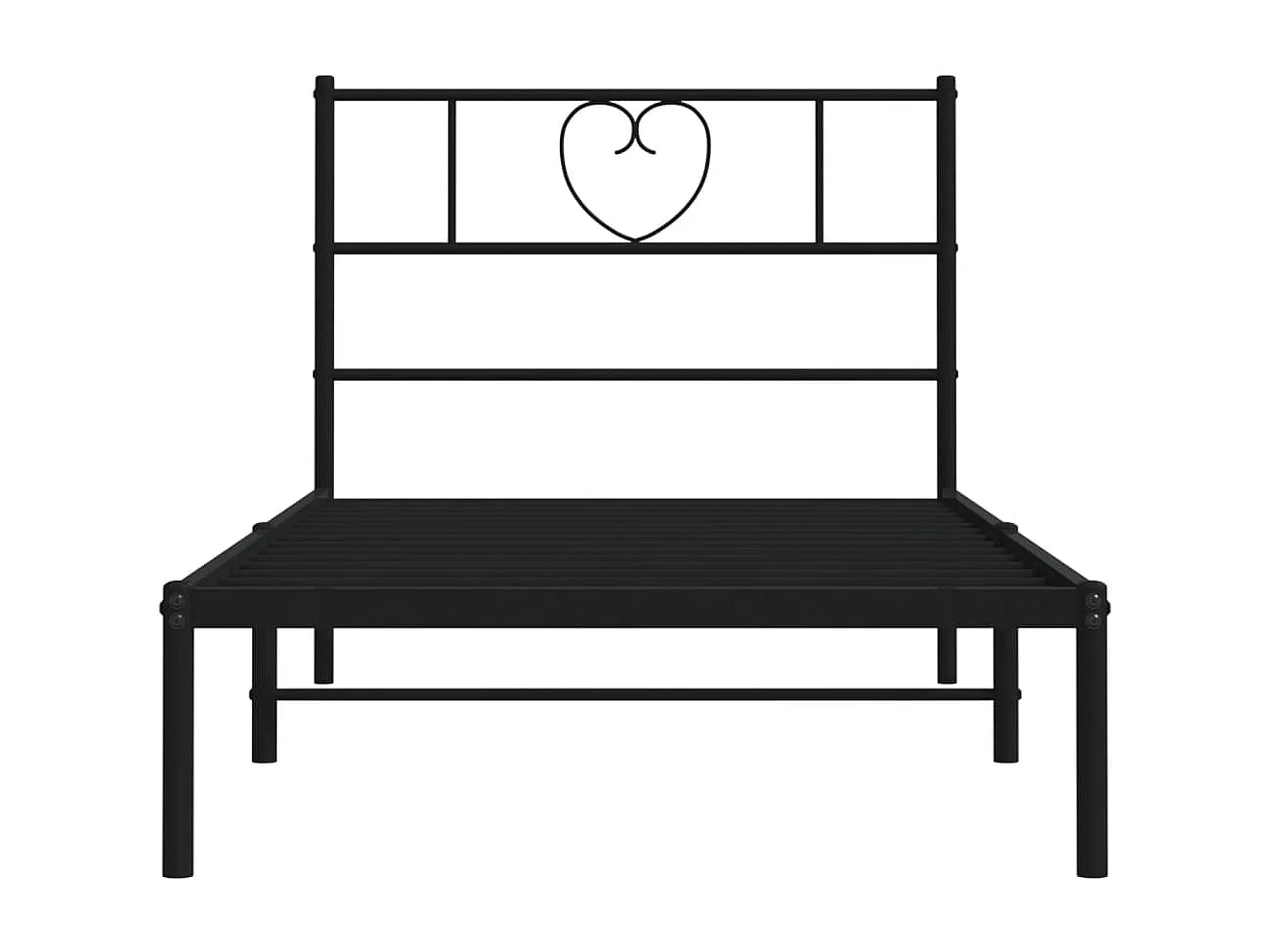 Cadre de lit métal sans matelas avec tête de lit noir 90x190 cm