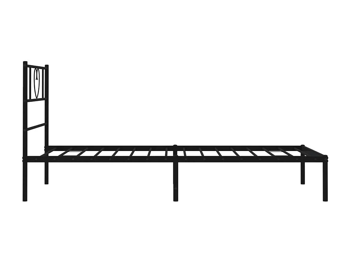 Cadre de lit métal sans matelas avec tête de lit noir 90x190 cm
