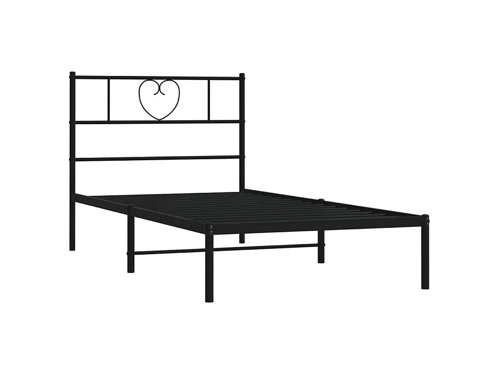 Cadre de lit métal sans matelas avec tête de lit noir 90x190 cm
