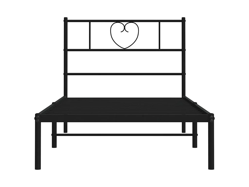 Cadre de lit métal sans matelas avec tête de lit noir 90x190 cm