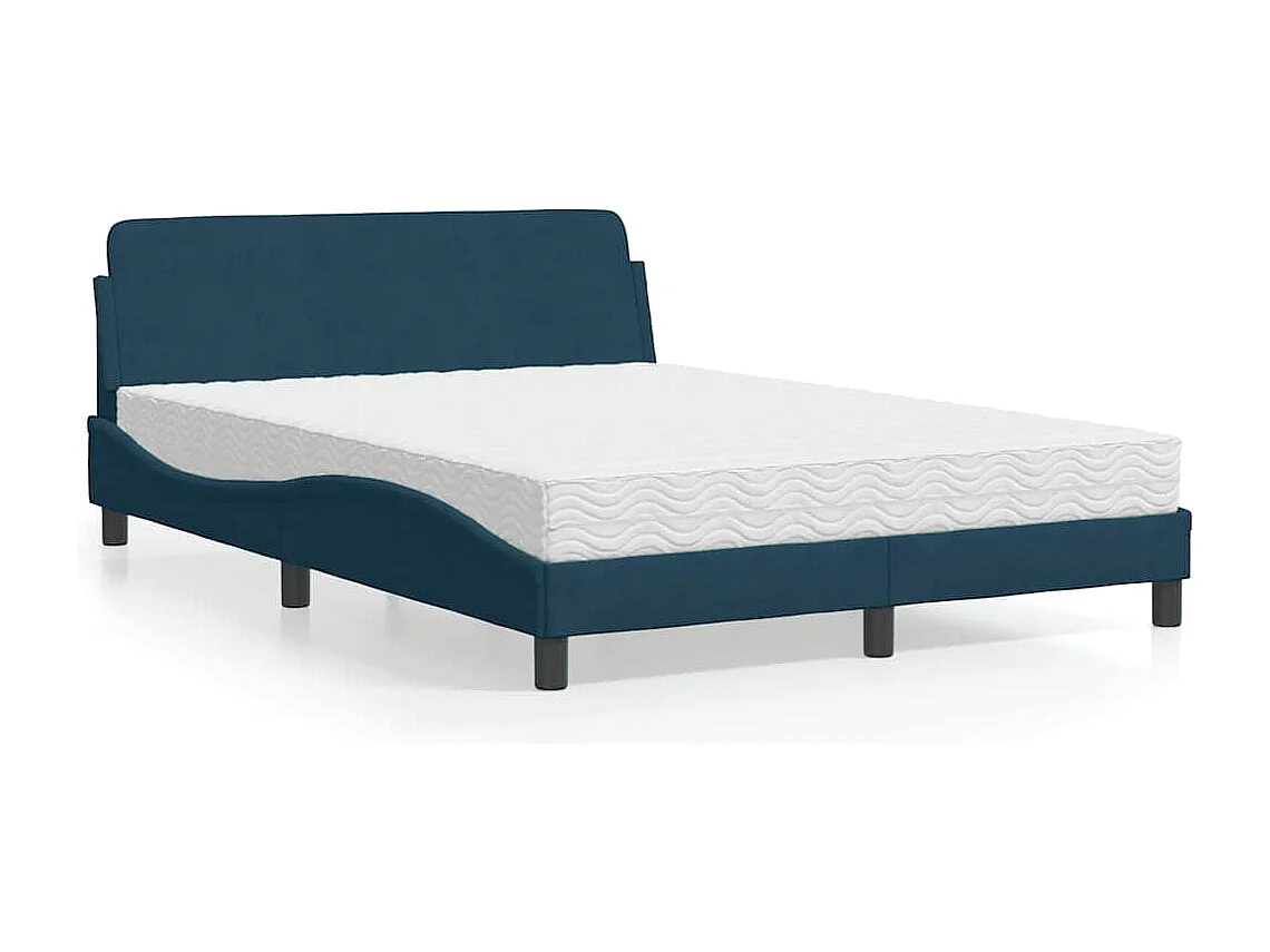 Lit avec matelas Dover bleu 140x190 cm velours