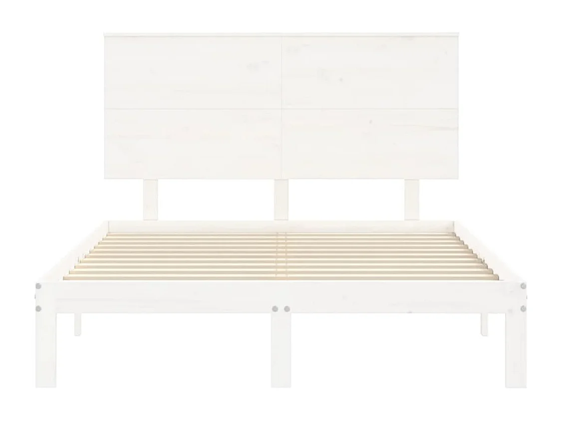 Cadre de lit sans matelas blanc bois de pin massif