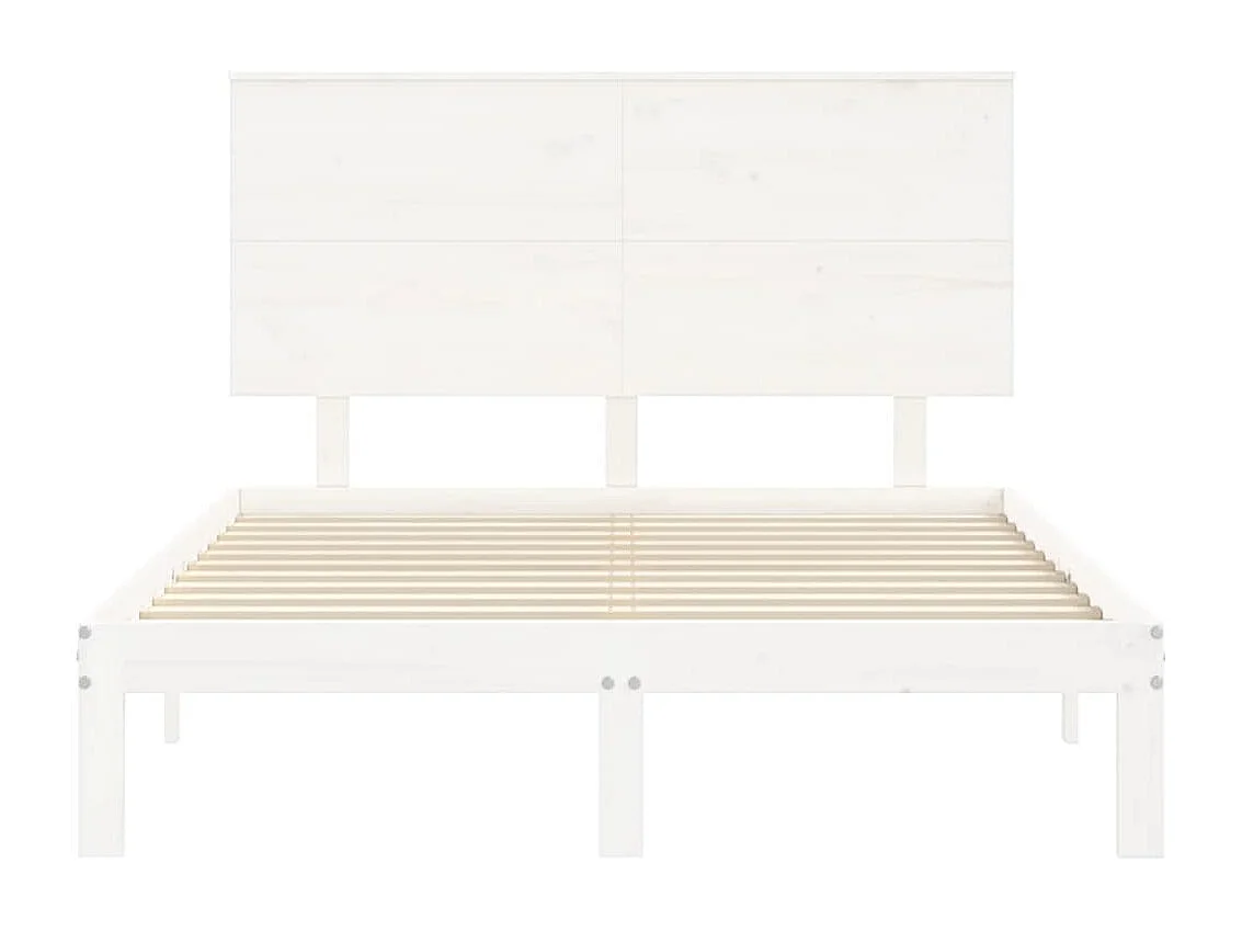 Estructura cama de matrimonio con cabecero madera maciza blanco