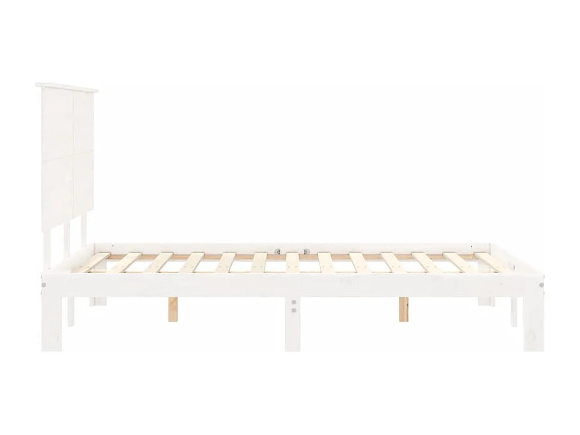 Estructura cama de matrimonio con cabecero madera maciza blanco