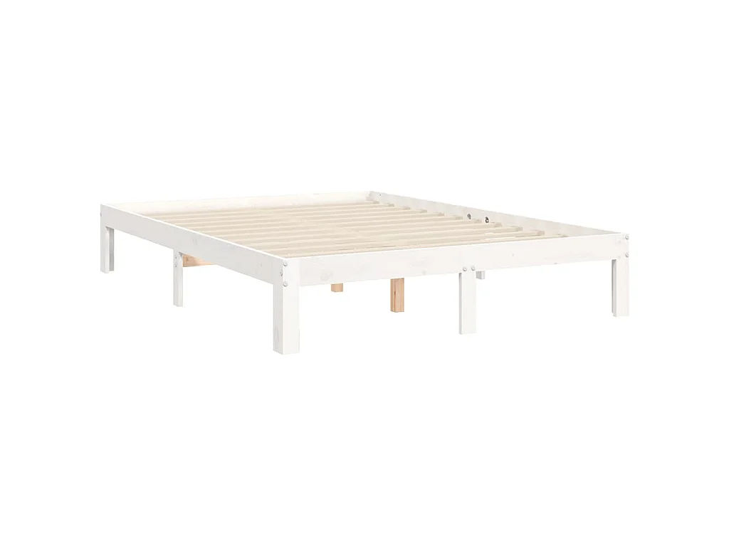 Estructura cama de matrimonio con cabecero madera maciza blanco