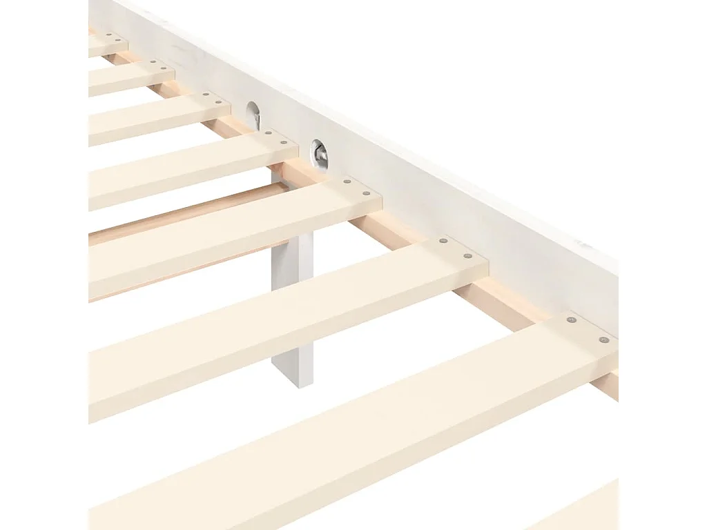 Estructura cama de matrimonio con cabecero madera maciza blanco