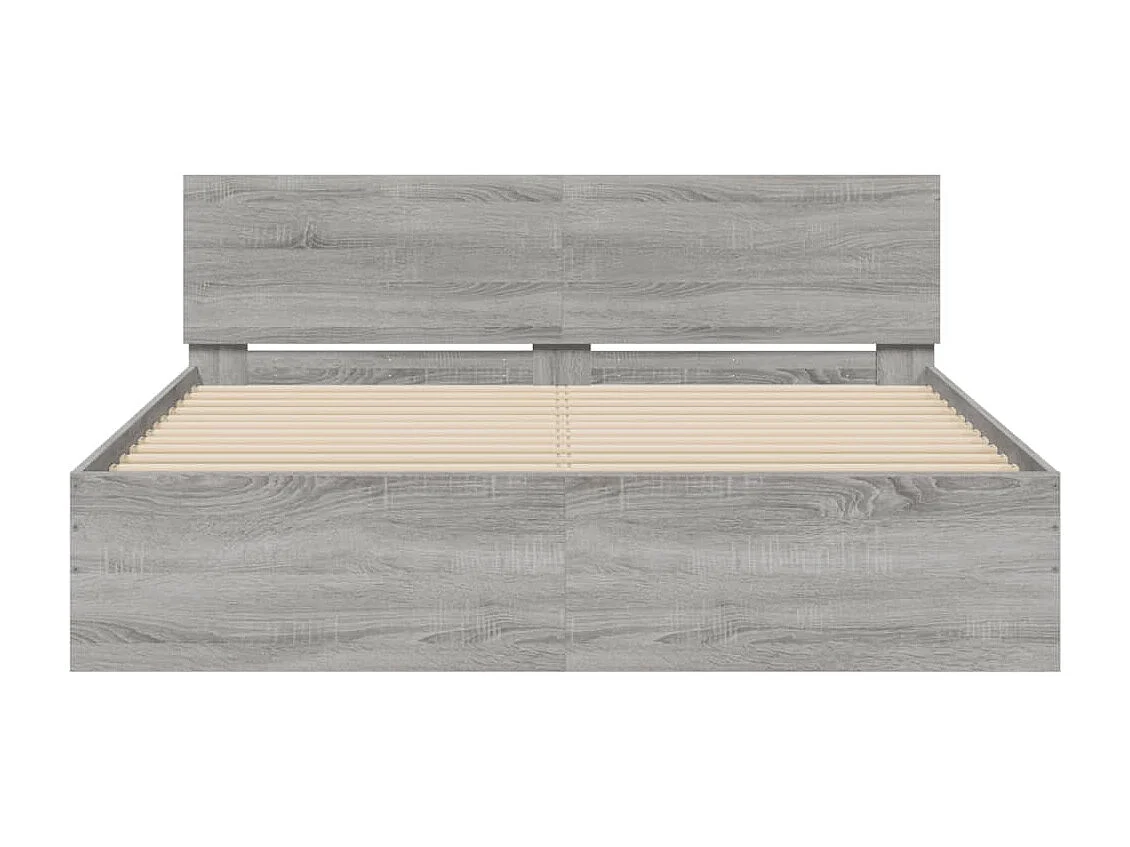 Bedframe met hoofdeinde en LED-licht grijs sonoma 160x200 cm