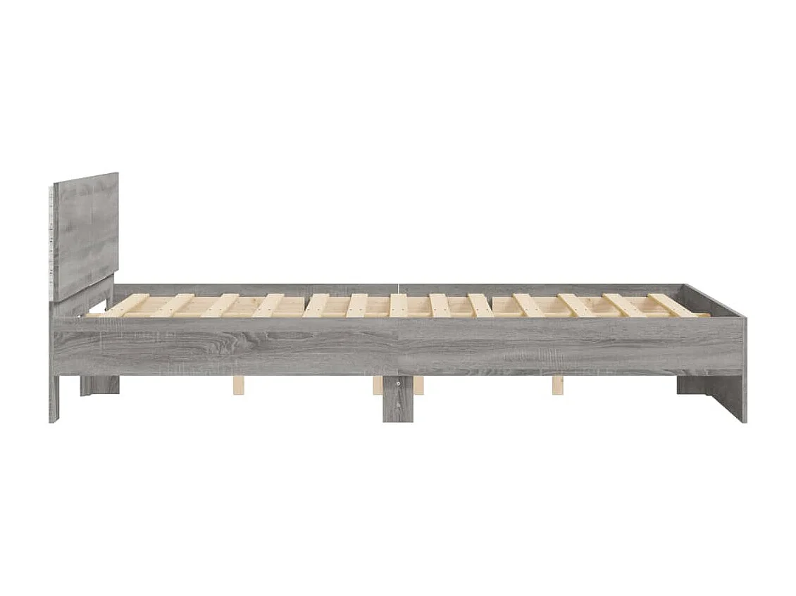 Bedframe met hoofdeinde en LED-licht grijs sonoma 160x200 cm