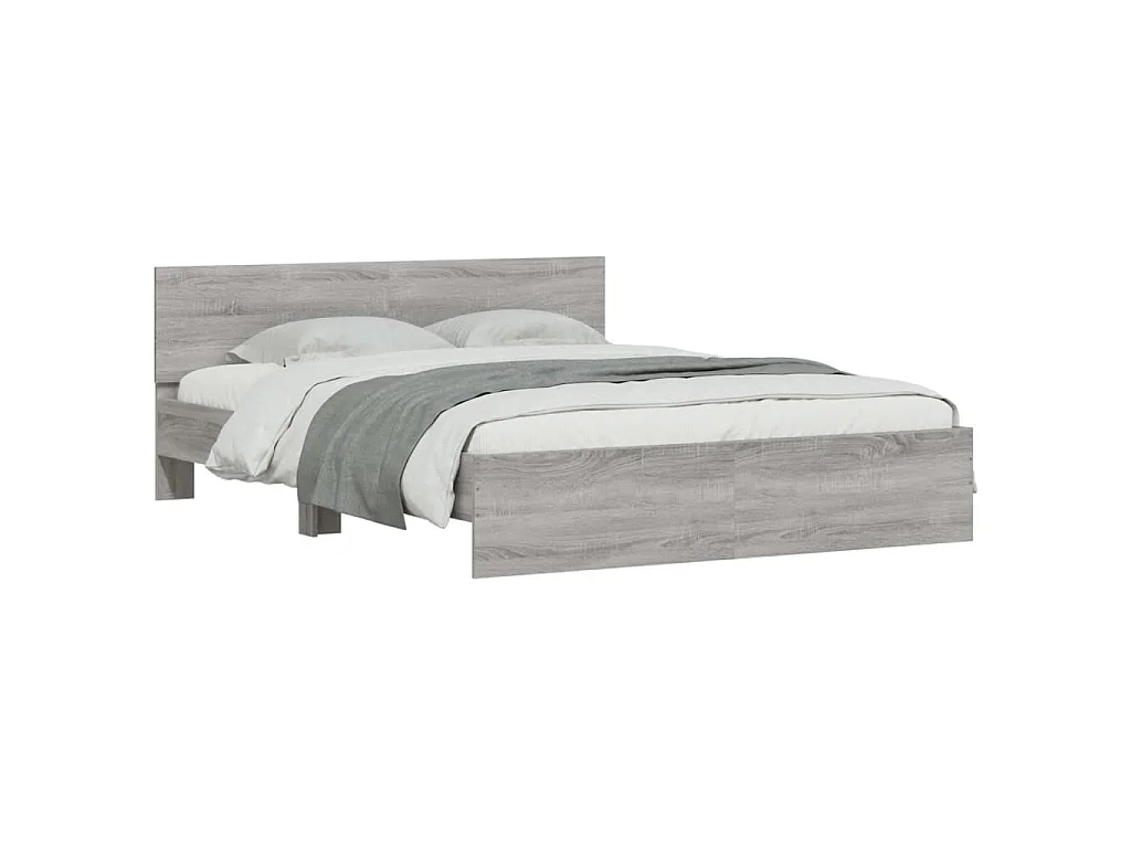 Cadre de lit avec LED sans matelas sonoma gris 160x200 cm