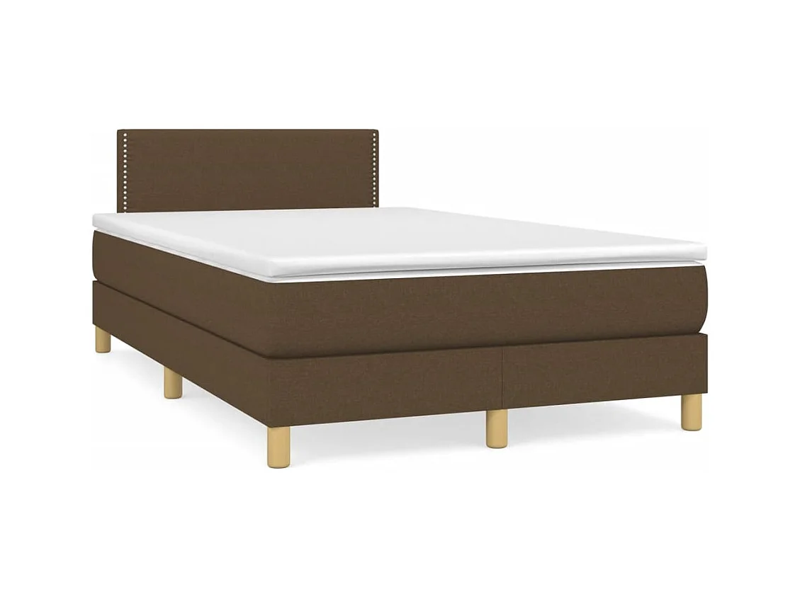 Sommier à lattes de lit et matelas marron foncé 120x190cm tissu
