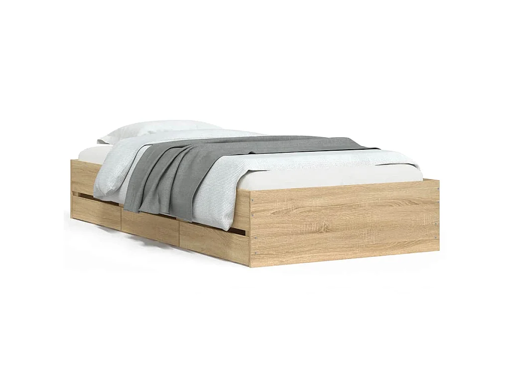 Bedframe met lades bewerkt hout sonoma eikenkleurig 90x200 cm