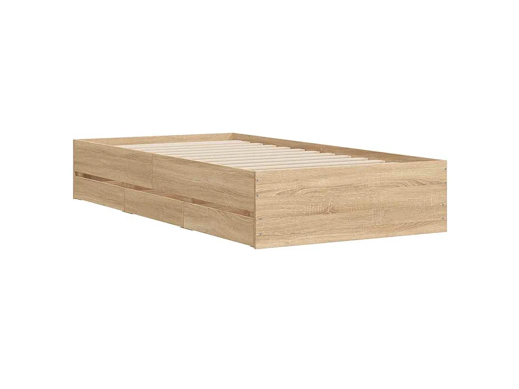 Bedframe met lades bewerkt hout sonoma eikenkleurig 90x200 cm