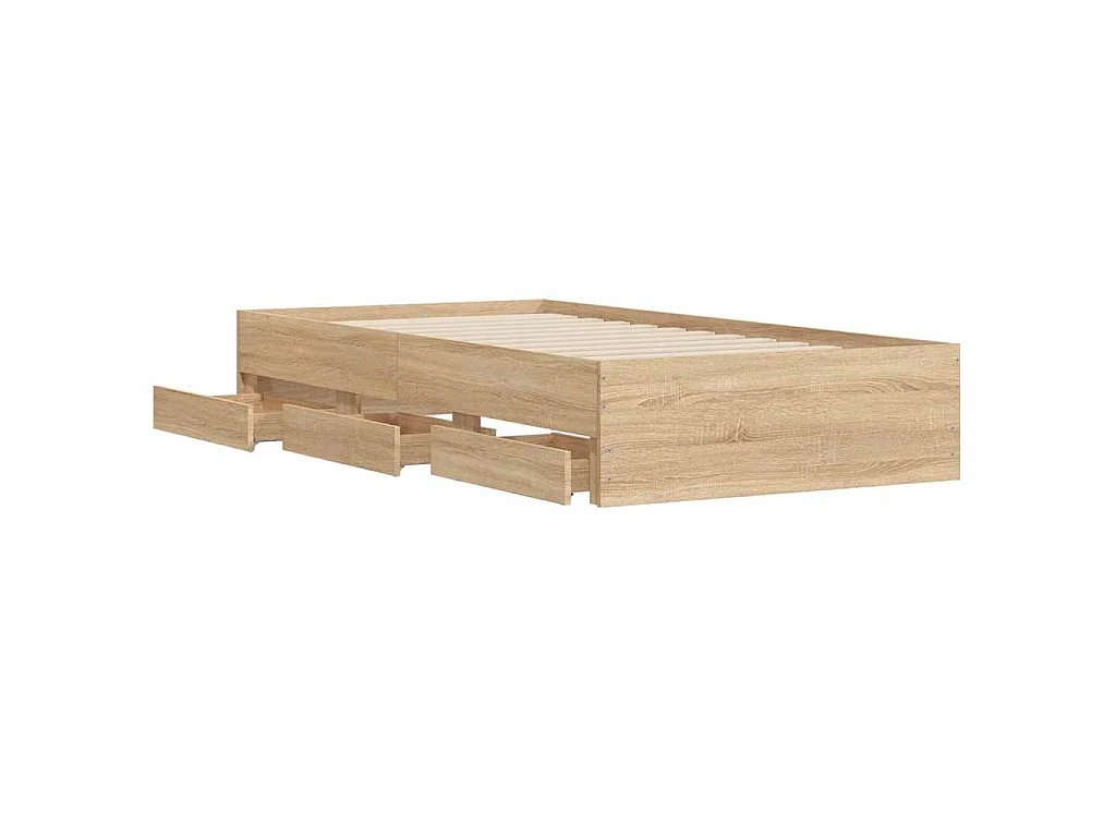 Bedframe met lades bewerkt hout sonoma eikenkleurig 90x200 cm