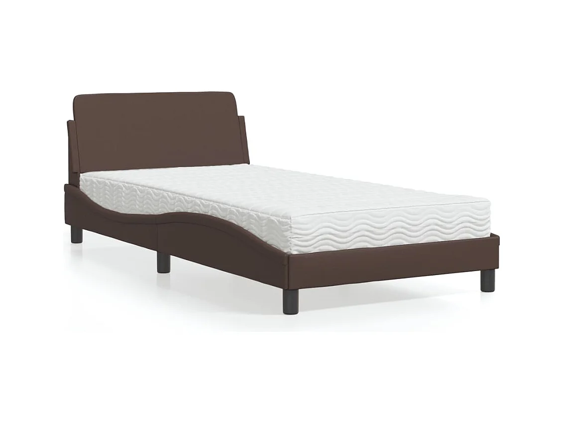 Lit avec matelas marron 100x200 cm similicuir