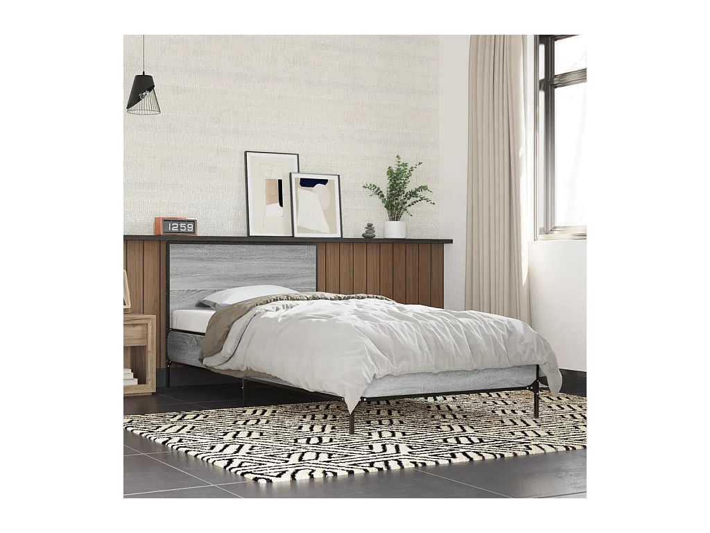 Cadre de lit sans matelas sonoma gris 75x190 cm