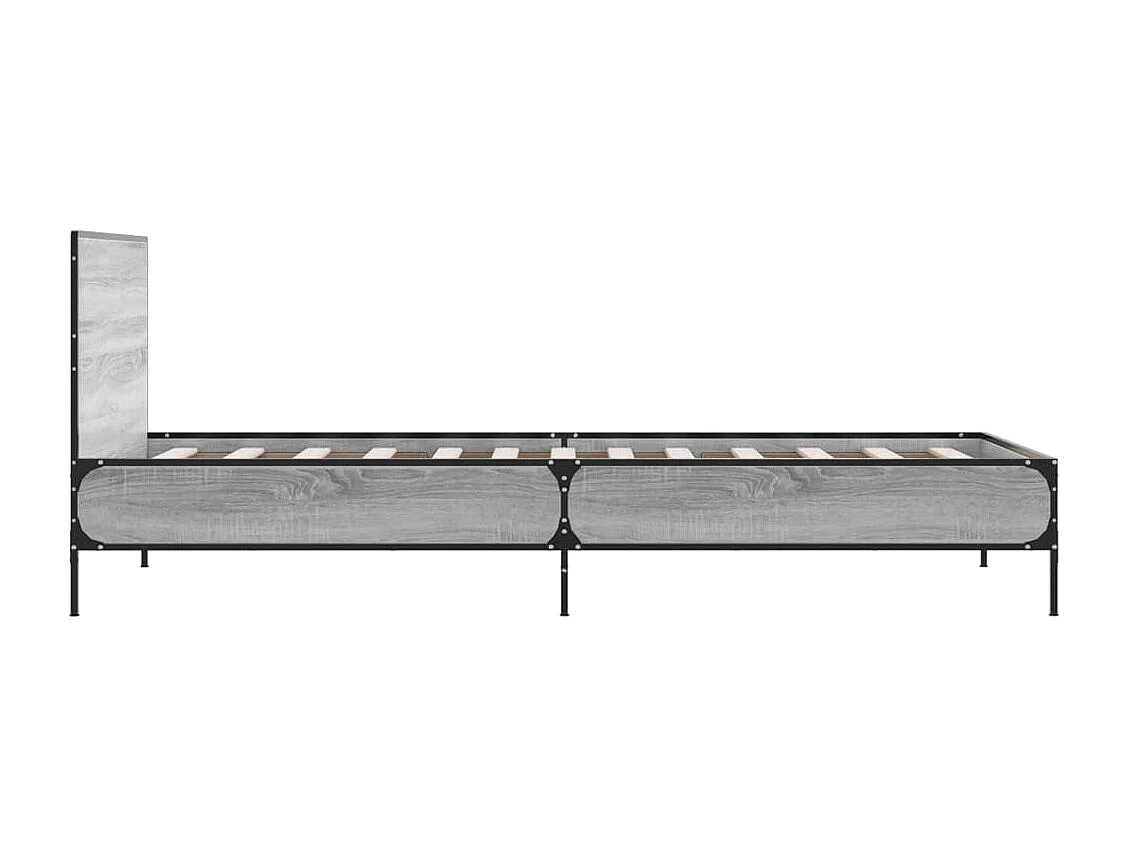 Bedframe bewerkt hout en metaal grijs sonoma eiken 75x190 cm