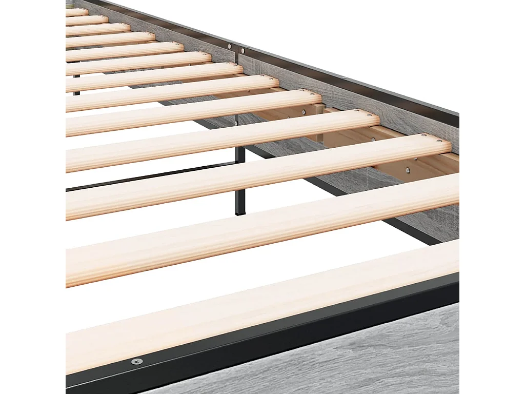 Bedframe bewerkt hout en metaal grijs sonoma eiken 75x190 cm