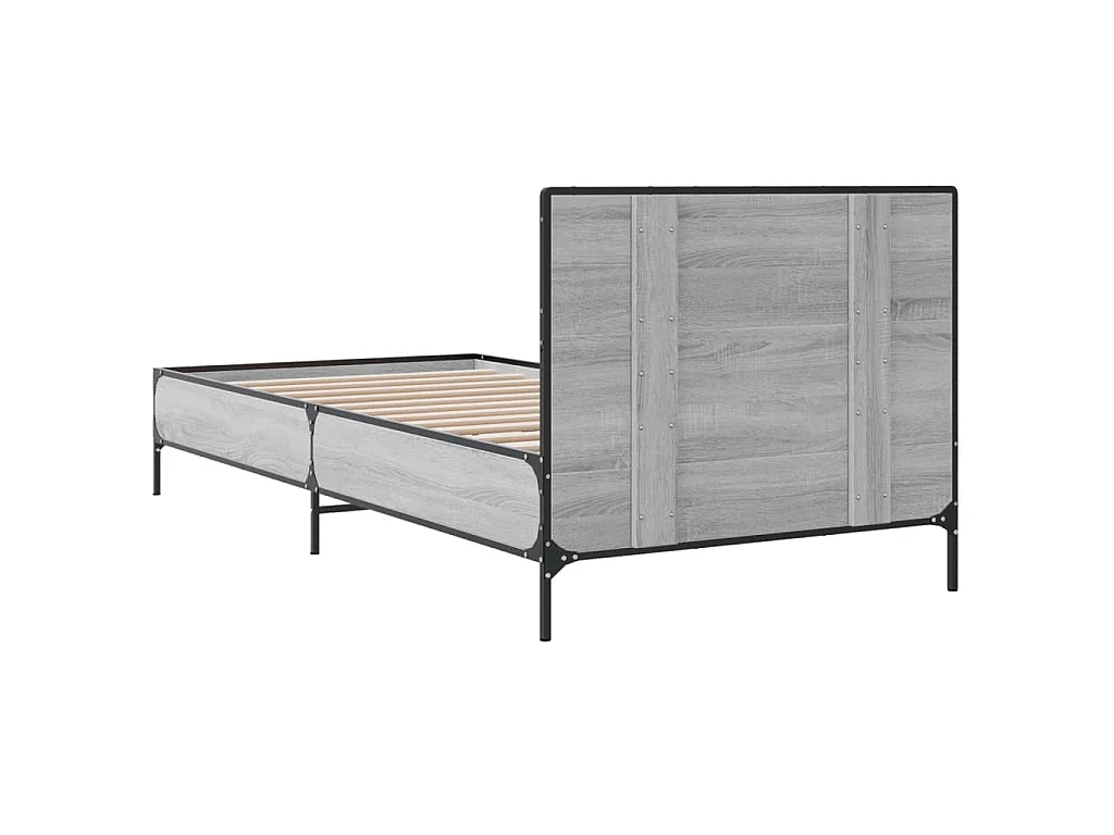 Bettgestell Grau Sonoma 75x190 cm Holzwerkstoff und Metall
