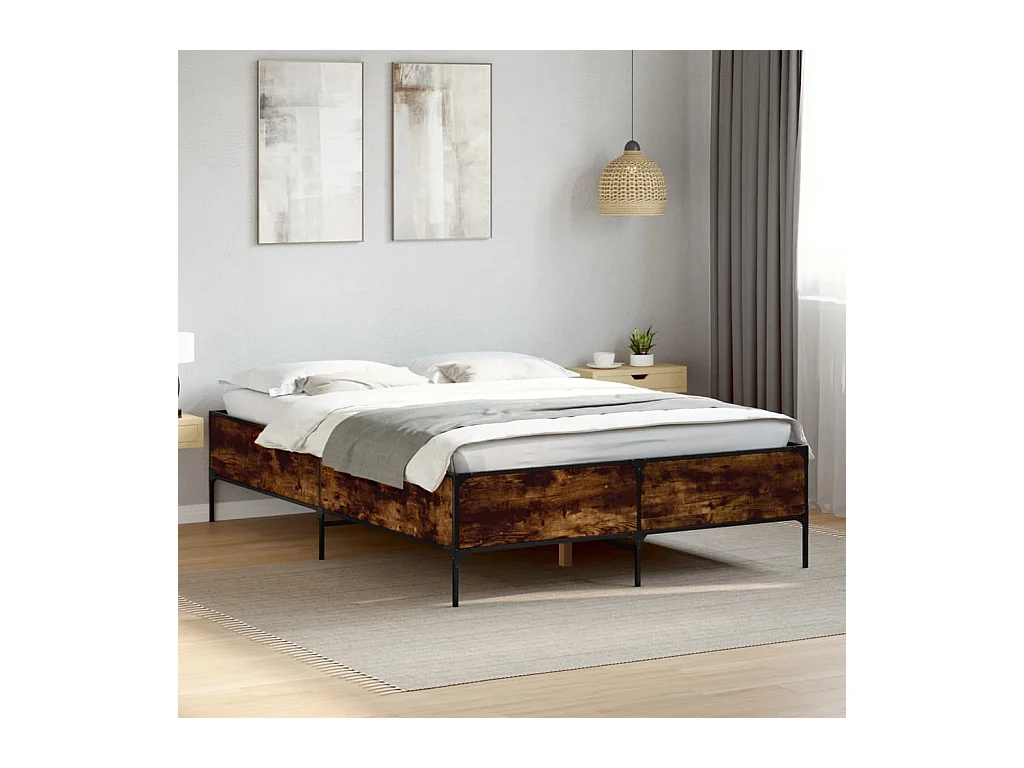 Cadre de lit sans matelas chêne fumé 140x190 cm