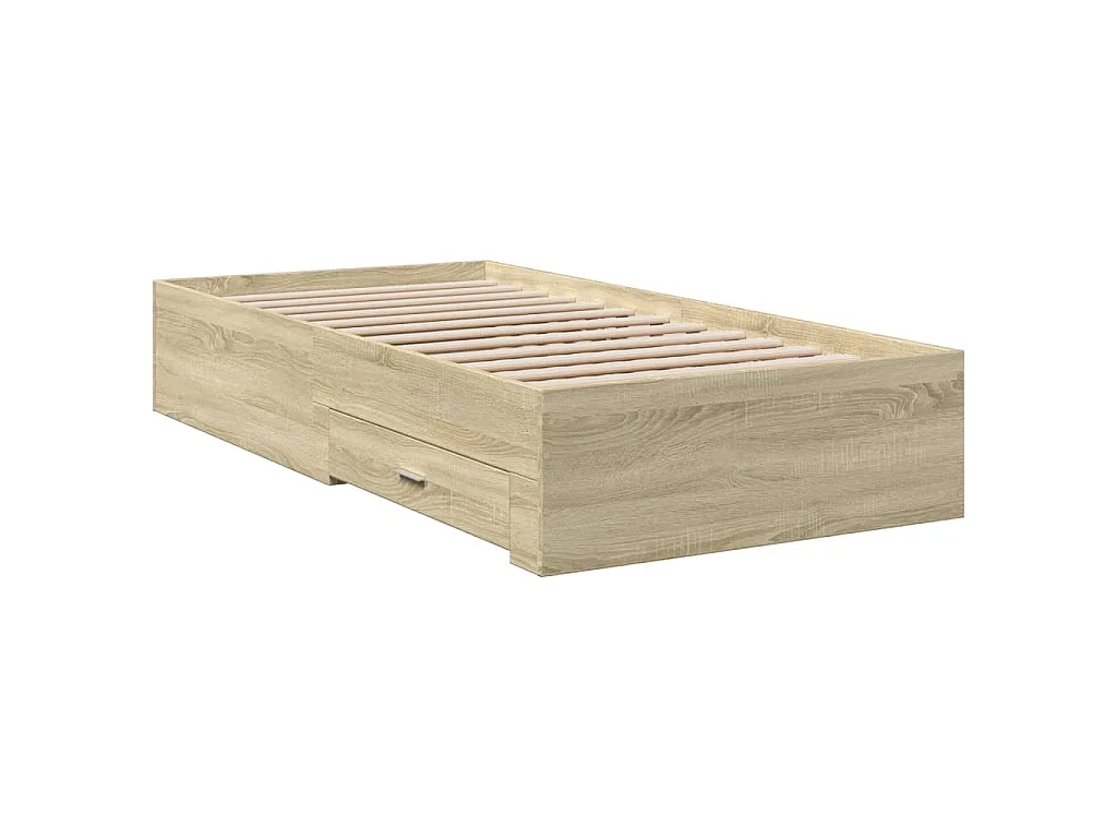 Cadre de lit avec tiroirs sans matelas chêne sonoma 90x200 cm