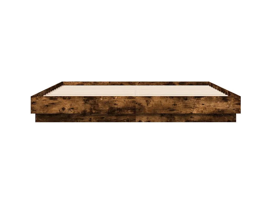 Cadre de lit avec LED sans matelas chêne fumé 200x200 cm