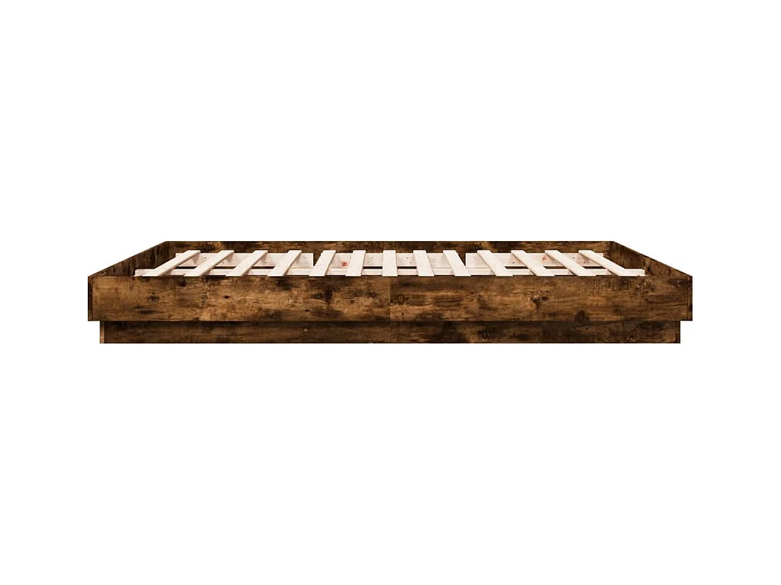 Cadre de lit avec LED sans matelas chêne fumé 200x200 cm
