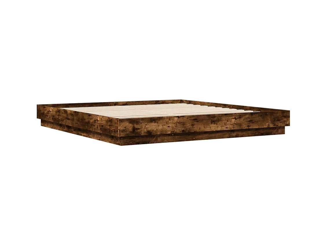 Cadre de lit avec LED sans matelas chêne fumé 200x200 cm