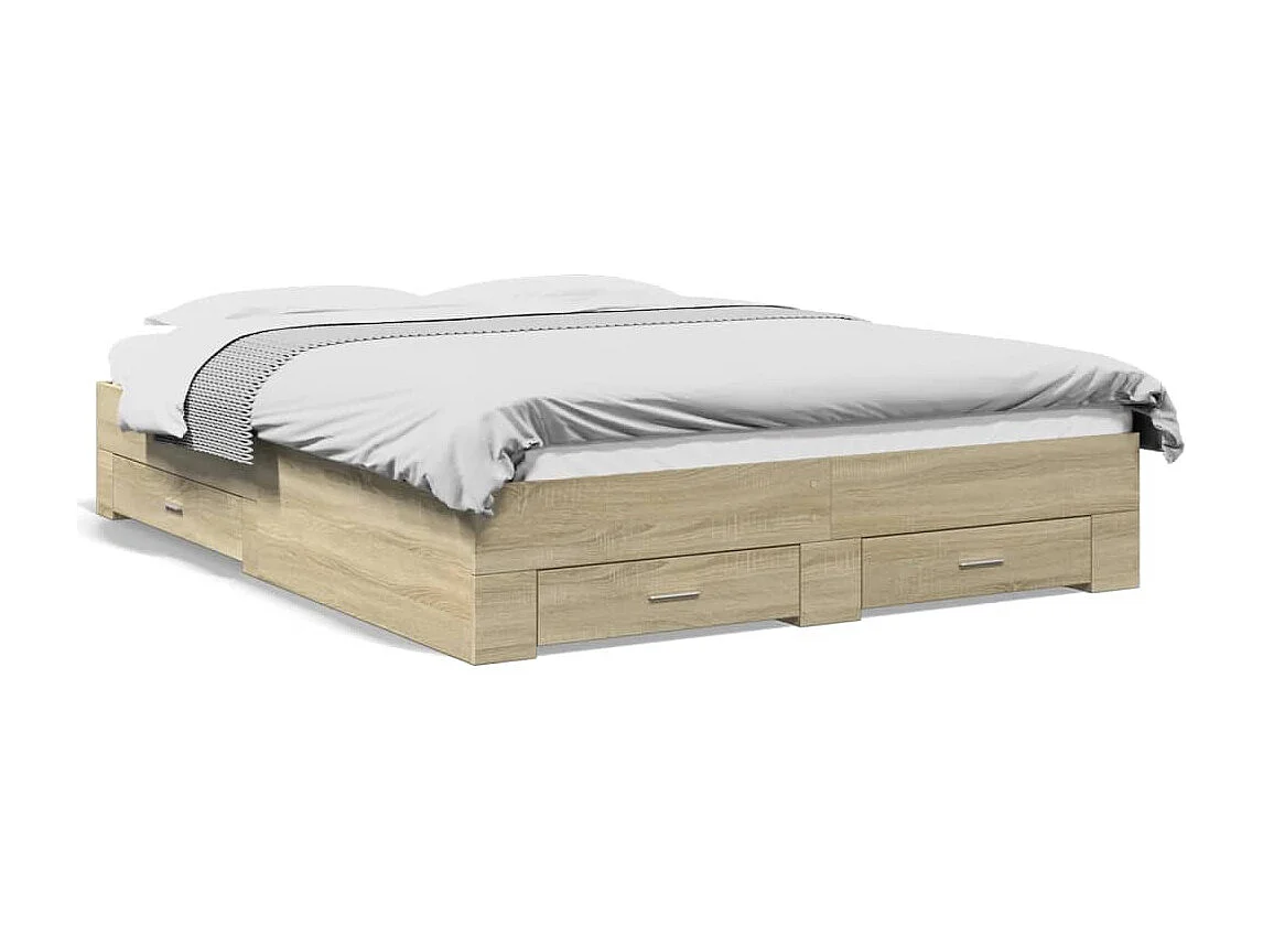 Cadre de lit avec tiroirs sans matelas chêne sonoma 160x200 cm