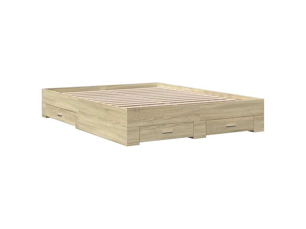 Bedframe met lades bewerkt hout sonoma eikenkleurig 160x200 cm