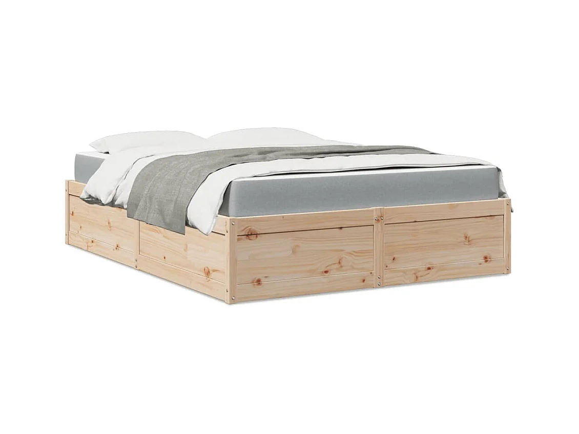 Bett mit Matratze 160x200 cm Massivholz Kiefer