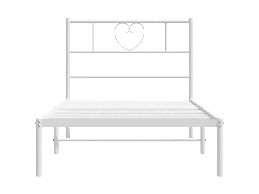 Metallbett ohne Matratze mit Kopfteil Weiß 75x190 cm