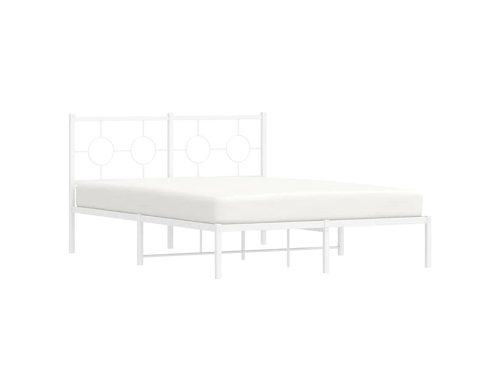 Bedframe met hoofdbord metaal wit 140x190 cm